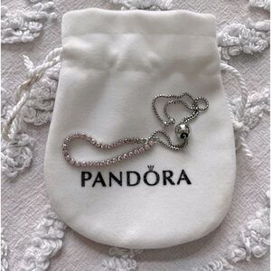 Pandora Pink Tennis Adjustable Slide Pink CZ Bracelet